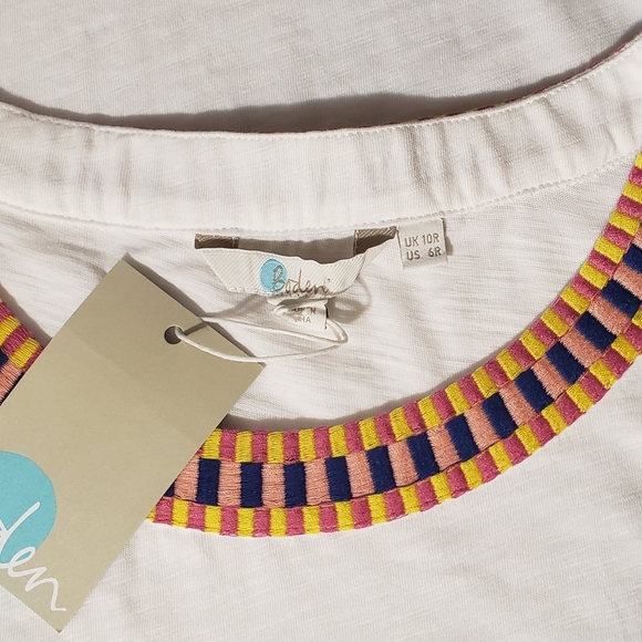 Boden White Embroidered Jersey T Shirt Dress - Picture 6 of 7